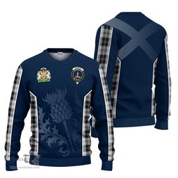 ScotsTee Shop Scottish Erskine Black and White Clan Scottish Crest and Scottish Thistle Sport Tartan Sweatshirt