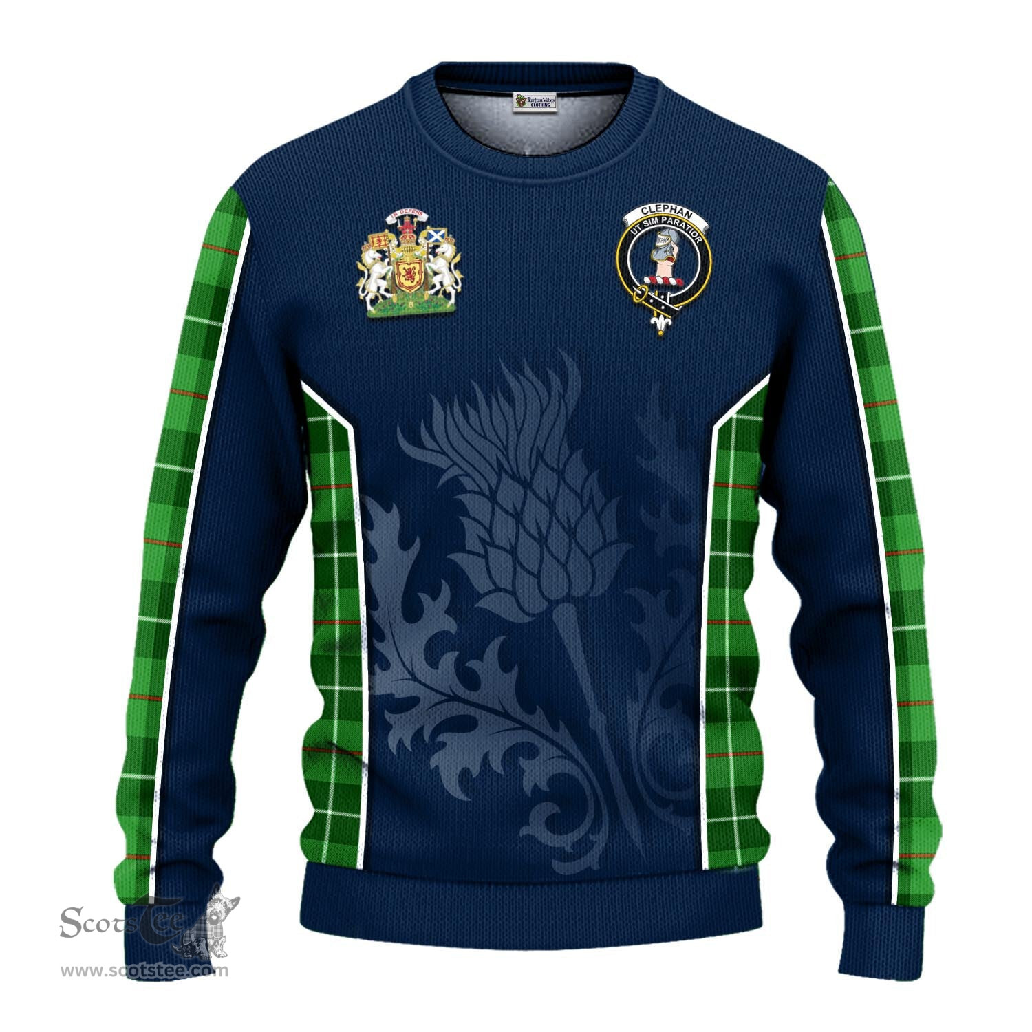 ScotsTee Shop Scottish Clephan Clan Scottish Crest and Scottish Thistle Sport Tartan Sweatshirt