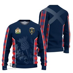 ScotsTee Shop Scottish Galloway Red Clan Scottish Crest and Scottish Thistle Sport Tartan Sweatshirt