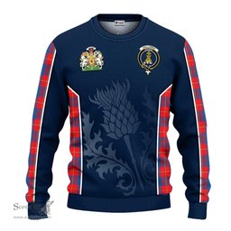ScotsTee Shop Scottish Galloway Red Clan Scottish Crest and Scottish Thistle Sport Tartan Sweatshirt
