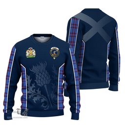 ScotsTee Shop Scottish Elliot Modern Clan Scottish Crest and Scottish Thistle Sport Tartan Sweatshirt