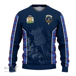 ScotsTee Shop Scottish Elliot Modern Clan Scottish Crest and Scottish Thistle Sport Tartan Sweatshirt
