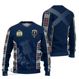 ScotsTee Shop Scottish Dennistoun Clan Scottish Crest and Scottish Thistle Sport Tartan Sweatshirt