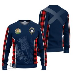 ScotsTee Shop Scottish Cunningham Modern Clan Scottish Crest and Scottish Thistle Sport Tartan Sweatshirt