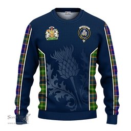 ScotsTee Shop Scottish Dalrymple Clan Scottish Crest and Scottish Thistle Sport Tartan Sweatshirt