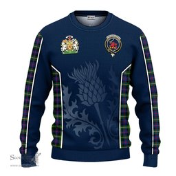 ScotsTee Shop Scottish Farquharson Modern Clan Scottish Crest and Scottish Thistle Sport Tartan Sweatshirt