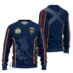 ScotsTee Shop Scottish Dundas Red Clan Scottish Crest and Scottish Thistle Sport Tartan Sweatshirt