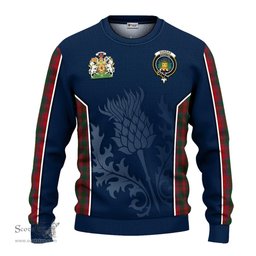 ScotsTee Shop Scottish Dundas Red Clan Scottish Crest and Scottish Thistle Sport Tartan Sweatshirt