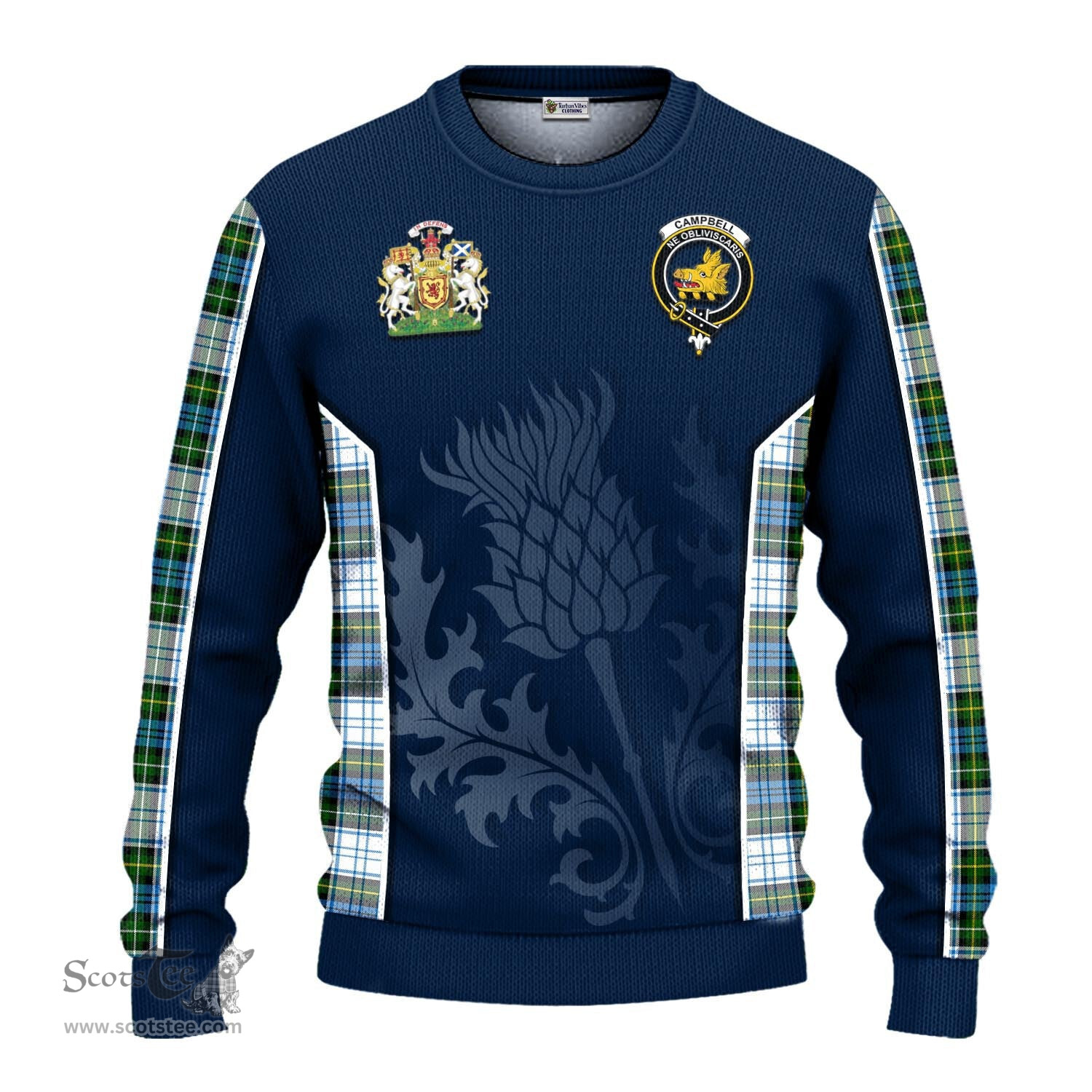 ScotsTee Shop Scottish Campbell Dress Clan Scottish Crest and Scottish Thistle Sport Tartan Sweatshirt