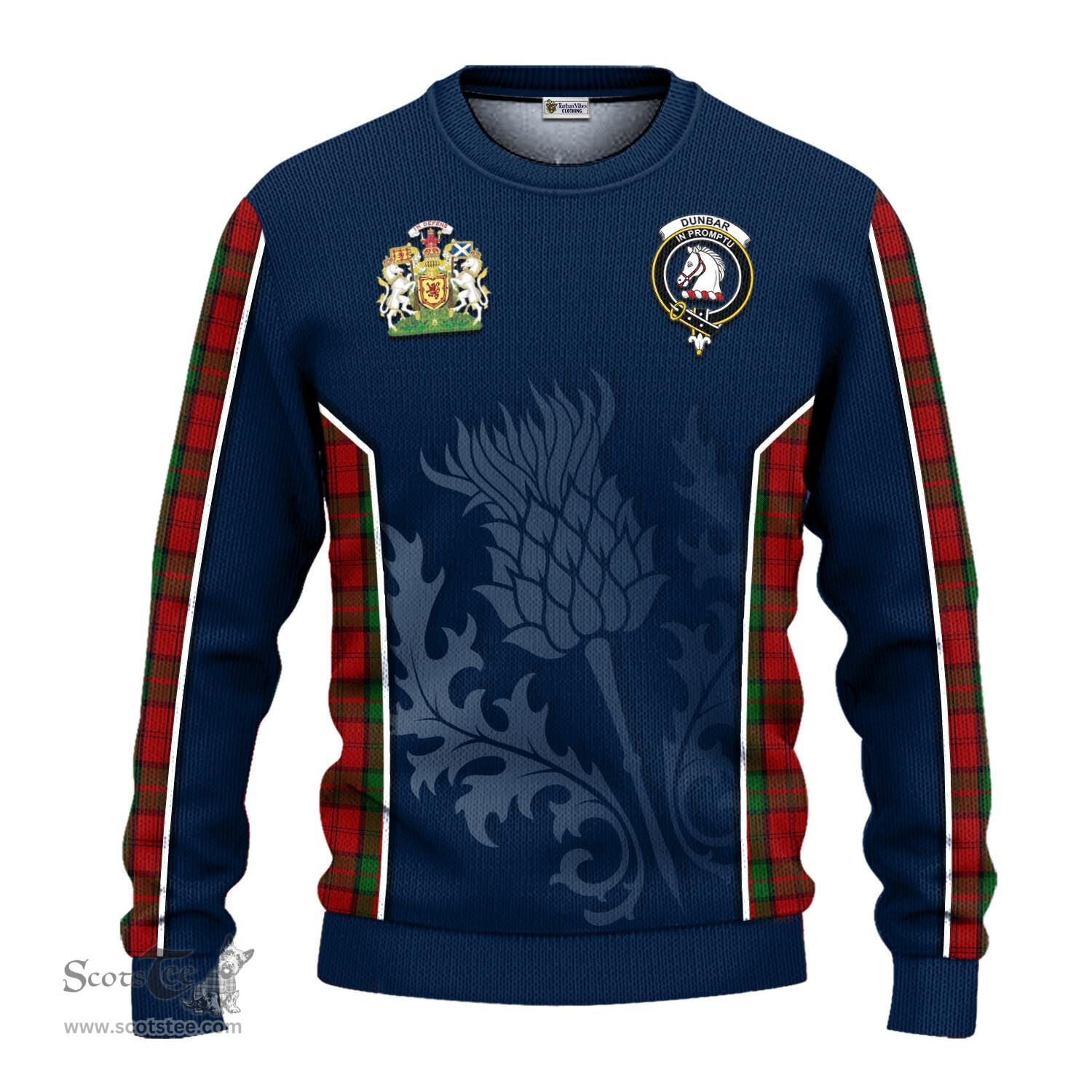 ScotsTee Shop Scottish Dunbar Clan Scottish Crest and Scottish Thistle Sport Tartan Sweatshirt