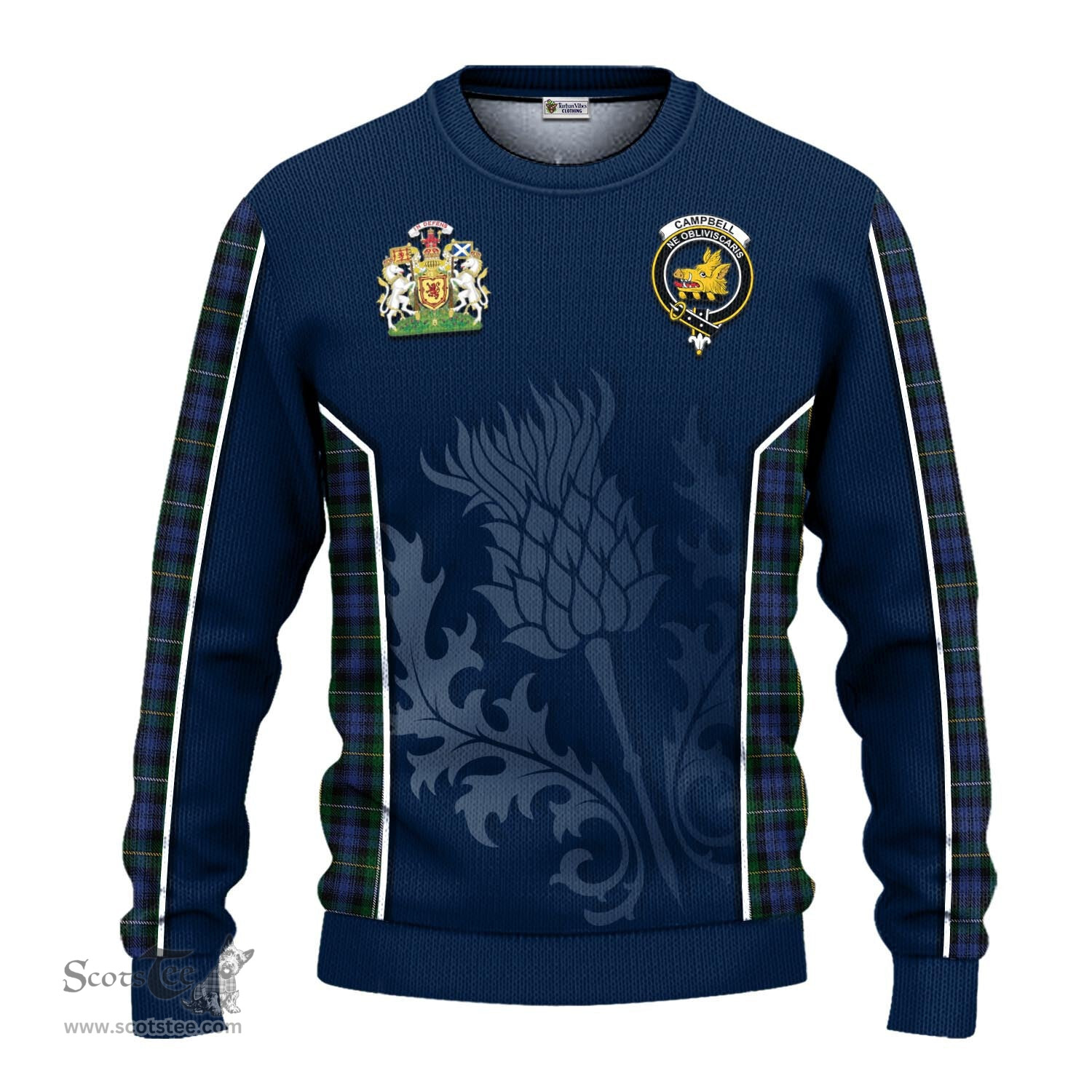 ScotsTee Shop Scottish Campbell of Argyll #01 Clan Scottish Crest and Scottish Thistle Sport Tartan Sweatshirt
