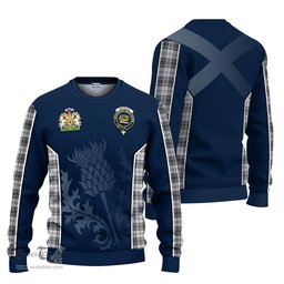 ScotsTee Shop Scottish Douglas Grey Modern Clan Scottish Crest and Scottish Thistle Sport Tartan Sweatshirt