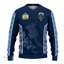 ScotsTee Shop Scottish Elliot Ancient Clan Scottish Crest and Scottish Thistle Sport Tartan Sweatshirt
