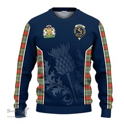 ScotsTee Shop Scottish Chattan Clan Scottish Crest and Scottish Thistle Sport Tartan Sweatshirt