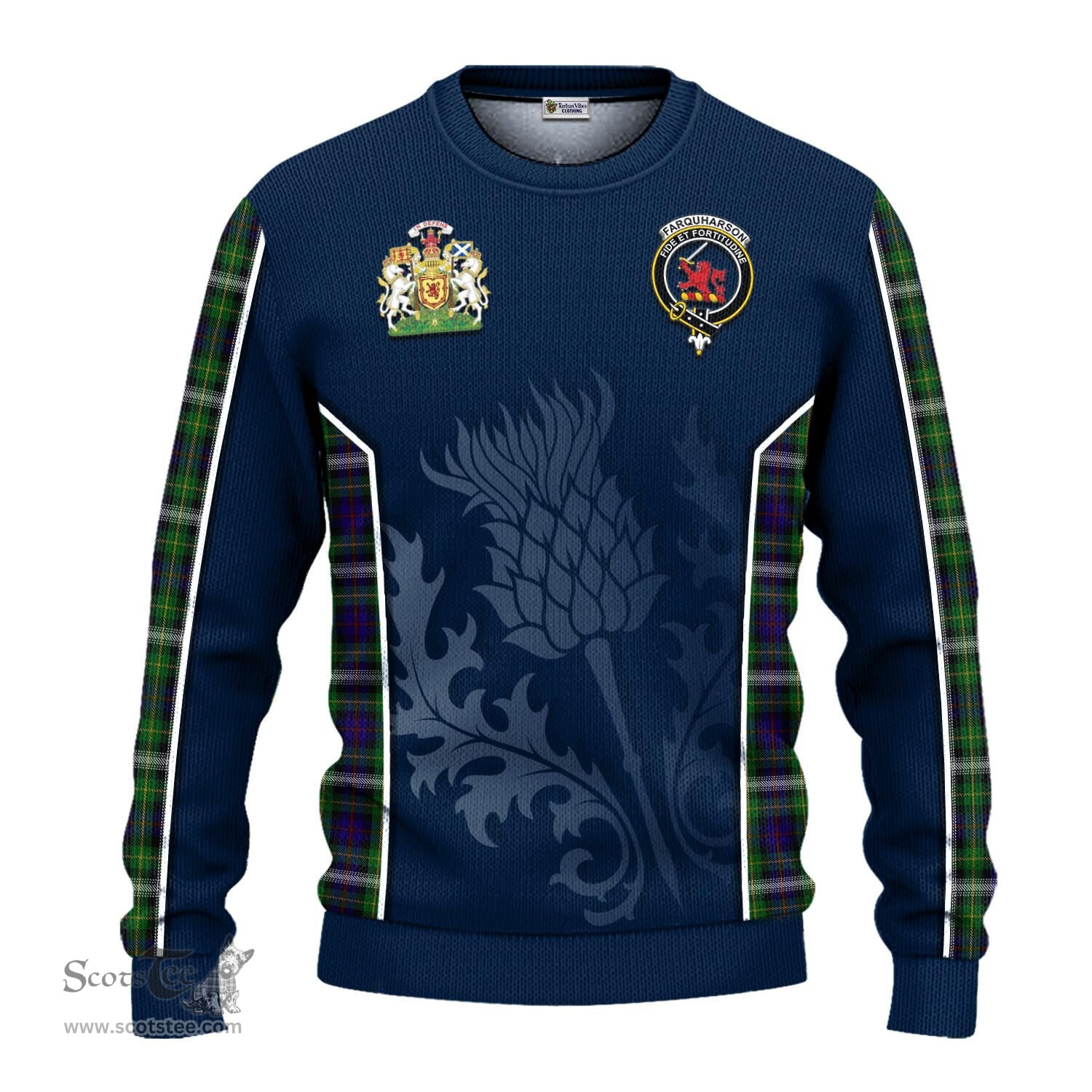 ScotsTee Shop Scottish Farquharson Dress Clan Scottish Crest and Scottish Thistle Sport Tartan Sweatshirt