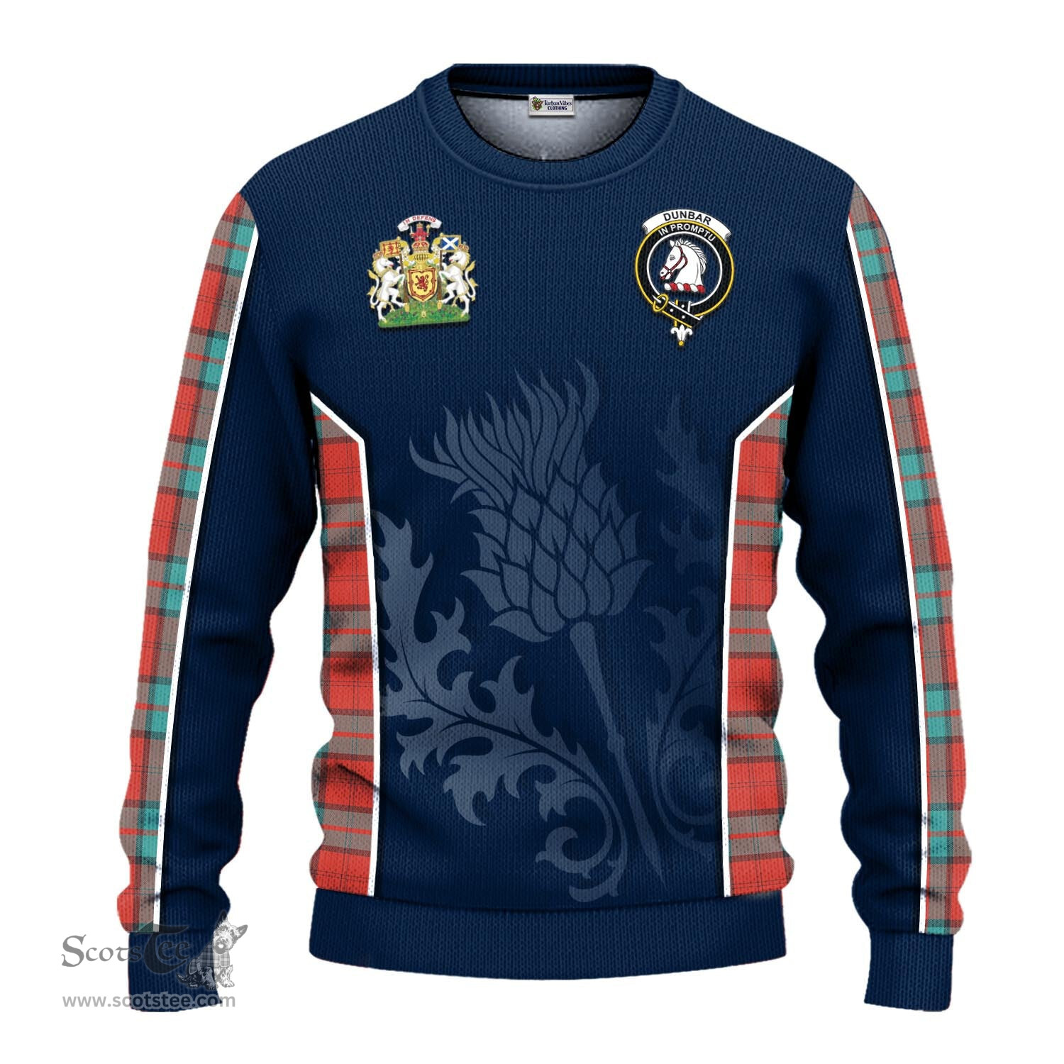 ScotsTee Shop Scottish Dunbar Ancient Clan Scottish Crest and Scottish Thistle Sport Tartan Sweatshirt