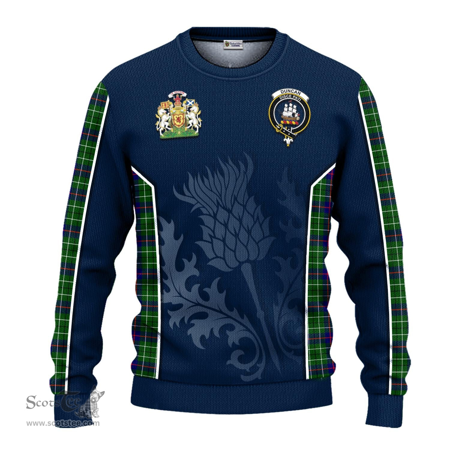 ScotsTee Shop Scottish Duncan Modern Clan Scottish Crest and Scottish Thistle Sport Tartan Sweatshirt