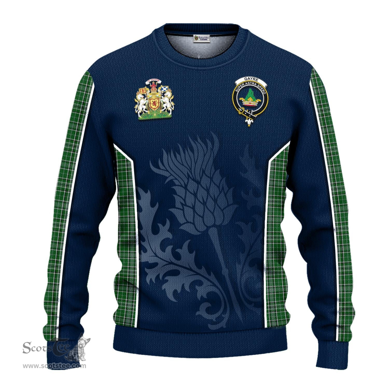 ScotsTee Shop Scottish Gayre Dress Clan Scottish Crest and Scottish Thistle Sport Tartan Sweatshirt