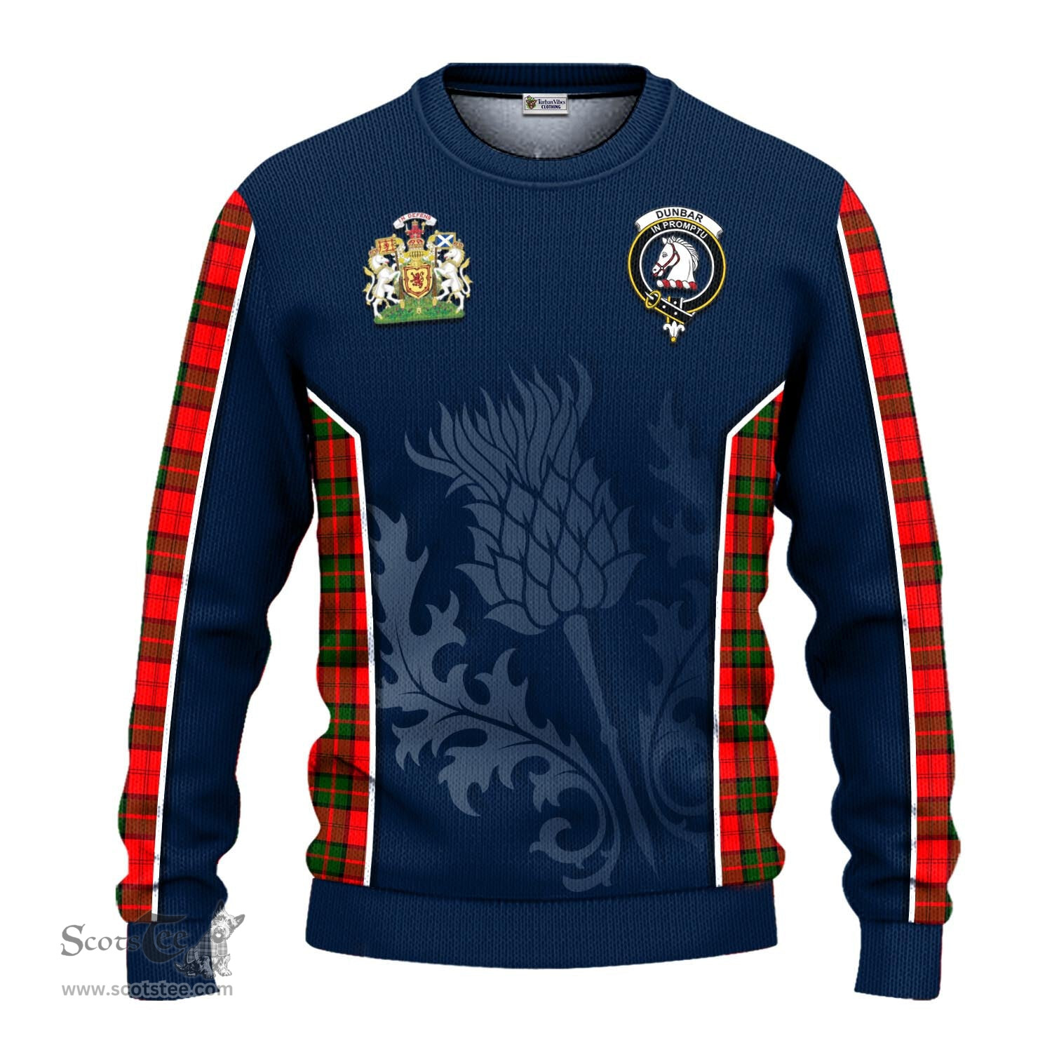 ScotsTee Shop Scottish Dunbar Modern Clan Scottish Crest and Scottish Thistle Sport Tartan Sweatshirt