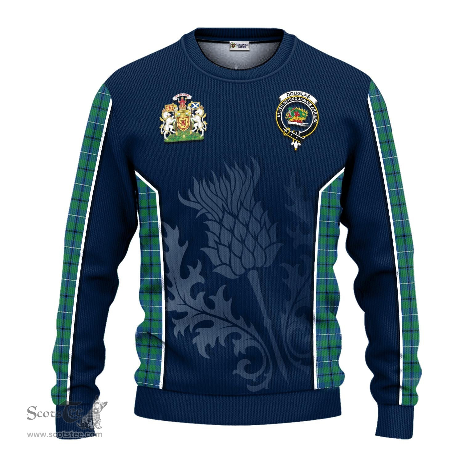 ScotsTee Shop Scottish Douglas Ancient Clan Scottish Crest and Scottish Thistle Sport Tartan Sweatshirt