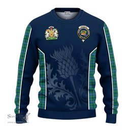 ScotsTee Shop Scottish Douglas Ancient Clan Scottish Crest and Scottish Thistle Sport Tartan Sweatshirt