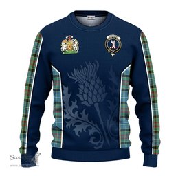 ScotsTee Shop Scottish Cathcart Clan Scottish Crest and Scottish Thistle Sport Tartan Sweatshirt