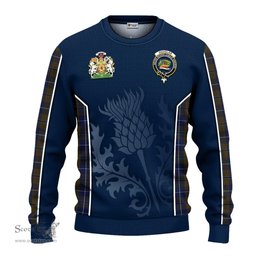 ScotsTee Shop Scottish Douglas Brown Clan Scottish Crest and Scottish Thistle Sport Tartan Sweatshirt
