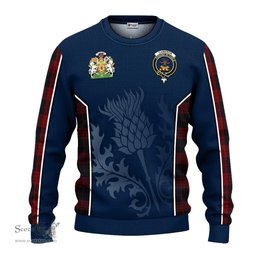 ScotsTee Shop Scottish Cameron Black and Red Clan Scottish Crest and Scottish Thistle Sport Tartan Sweatshirt