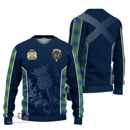 ScotsTee Shop Scottish Johnstone-Johnston Ancient Clan Scottish Crest and Scottish Thistle Sport Tartan Sweatshirt