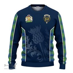 ScotsTee Shop Scottish Johnstone-Johnston Ancient Clan Scottish Crest and Scottish Thistle Sport Tartan Sweatshirt