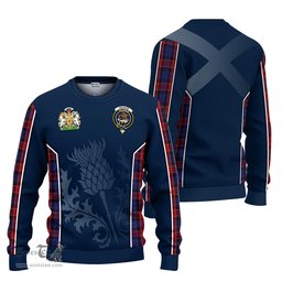 ScotsTee Shop Scottish Graham of Menteith Red Clan Scottish Crest and Scottish Thistle Sport Tartan Sweatshirt
