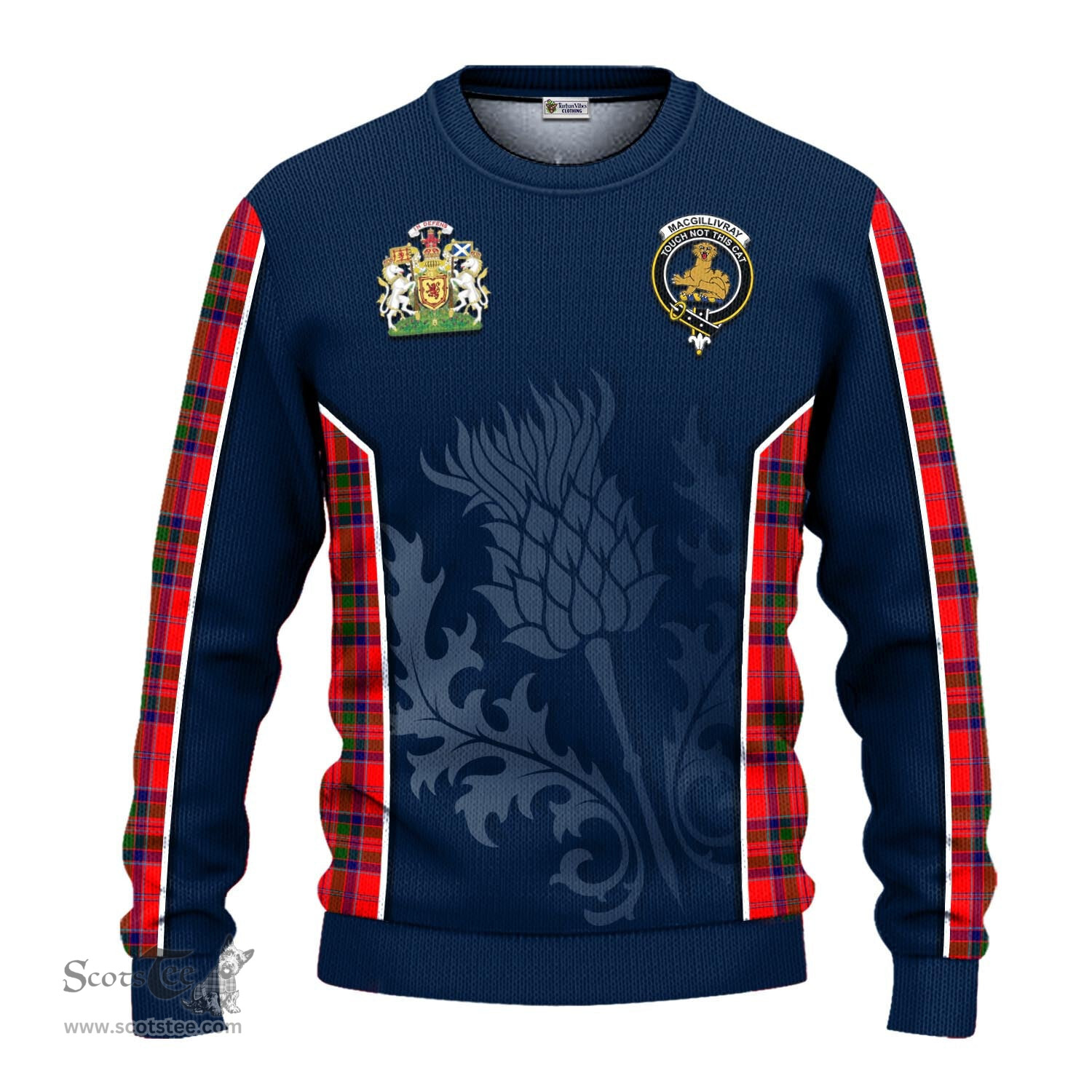 ScotsTee Shop Scottish MacGillivray Modern Clan Scottish Crest and Scottish Thistle Sport Tartan Sweatshirt