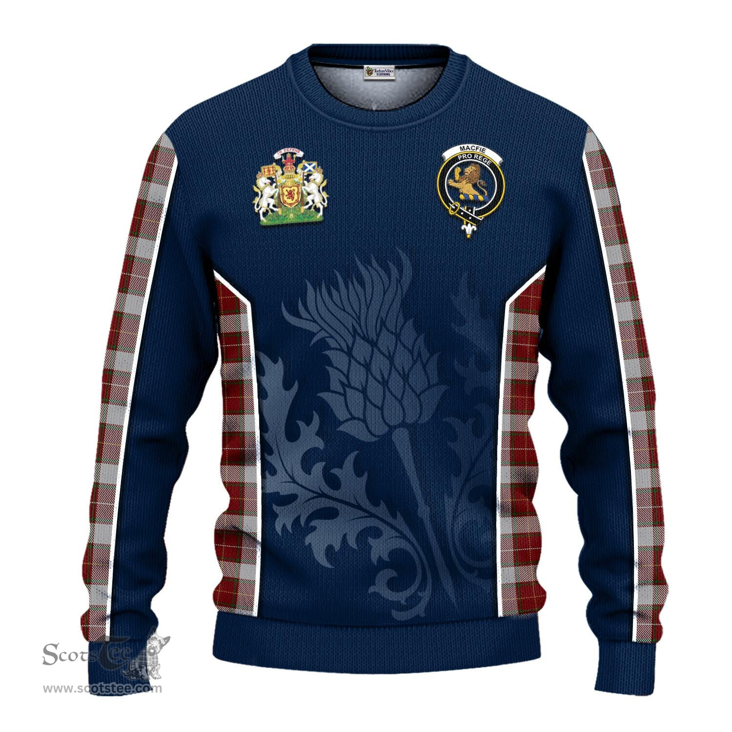 ScotsTee Shop Scottish MacFie Dress Clan Scottish Crest and Scottish Thistle Sport Tartan Sweatshirt