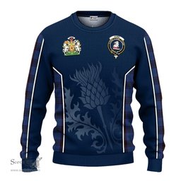 ScotsTee Shop Scottish Home (Hume) Clan Scottish Crest and Scottish Thistle Sport Tartan Sweatshirt