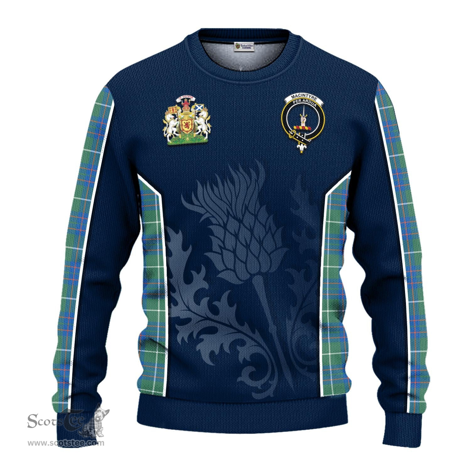 ScotsTee Shop Scottish MacIntyre Hunting Ancient Clan Scottish Crest and Scottish Thistle Sport Tartan Sweatshirt