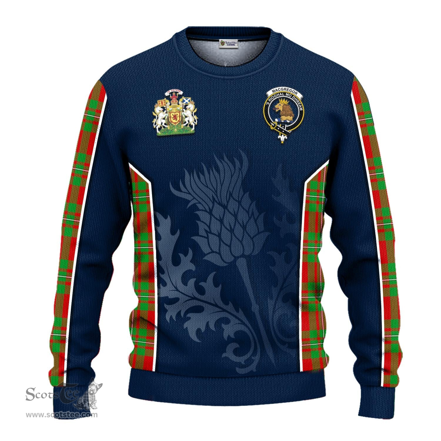 ScotsTee Shop Scottish MacGregor Modern Clan Scottish Crest and Scottish Thistle Sport Tartan Sweatshirt