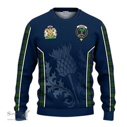 ScotsTee Shop Scottish MacEwan Clan Scottish Crest and Scottish Thistle Sport Tartan Sweatshirt