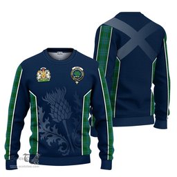 ScotsTee Shop Scottish Irvine of Bonshaw Clan Scottish Crest and Scottish Thistle Sport Tartan Sweatshirt