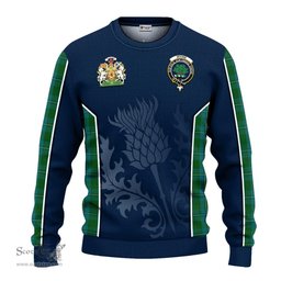 ScotsTee Shop Scottish Irvine of Bonshaw Clan Scottish Crest and Scottish Thistle Sport Tartan Sweatshirt