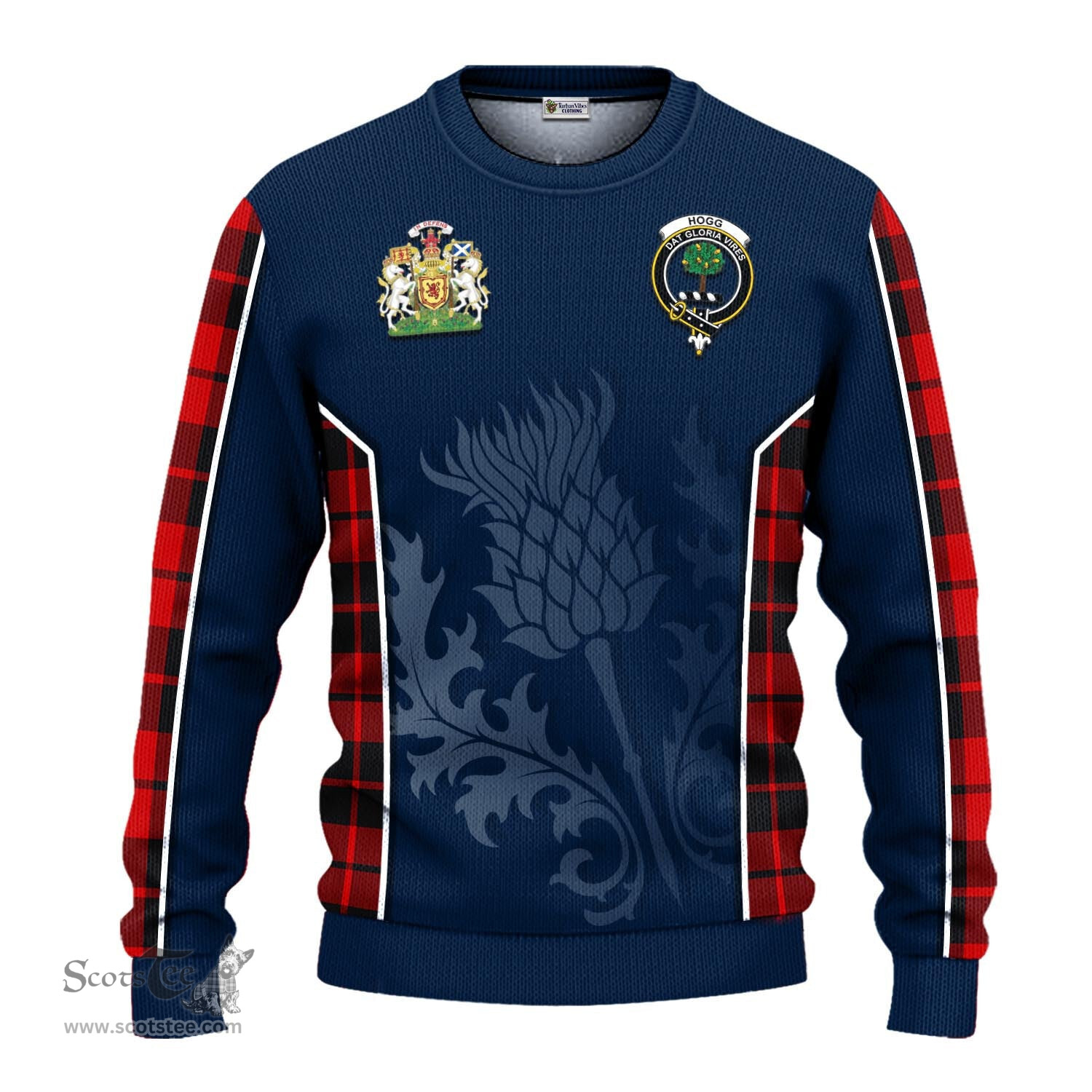 ScotsTee Shop Scottish Hogg Clan Scottish Crest and Scottish Thistle Sport Tartan Sweatshirt