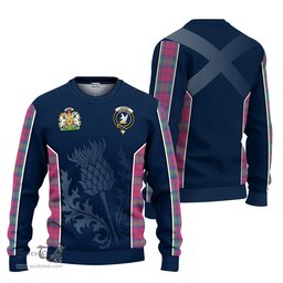 ScotsTee Shop Scottish Lindsay Ancient Clan Scottish Crest and Scottish Thistle Sport Tartan Sweatshirt