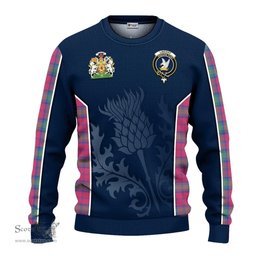 ScotsTee Shop Scottish Lindsay Ancient Clan Scottish Crest and Scottish Thistle Sport Tartan Sweatshirt