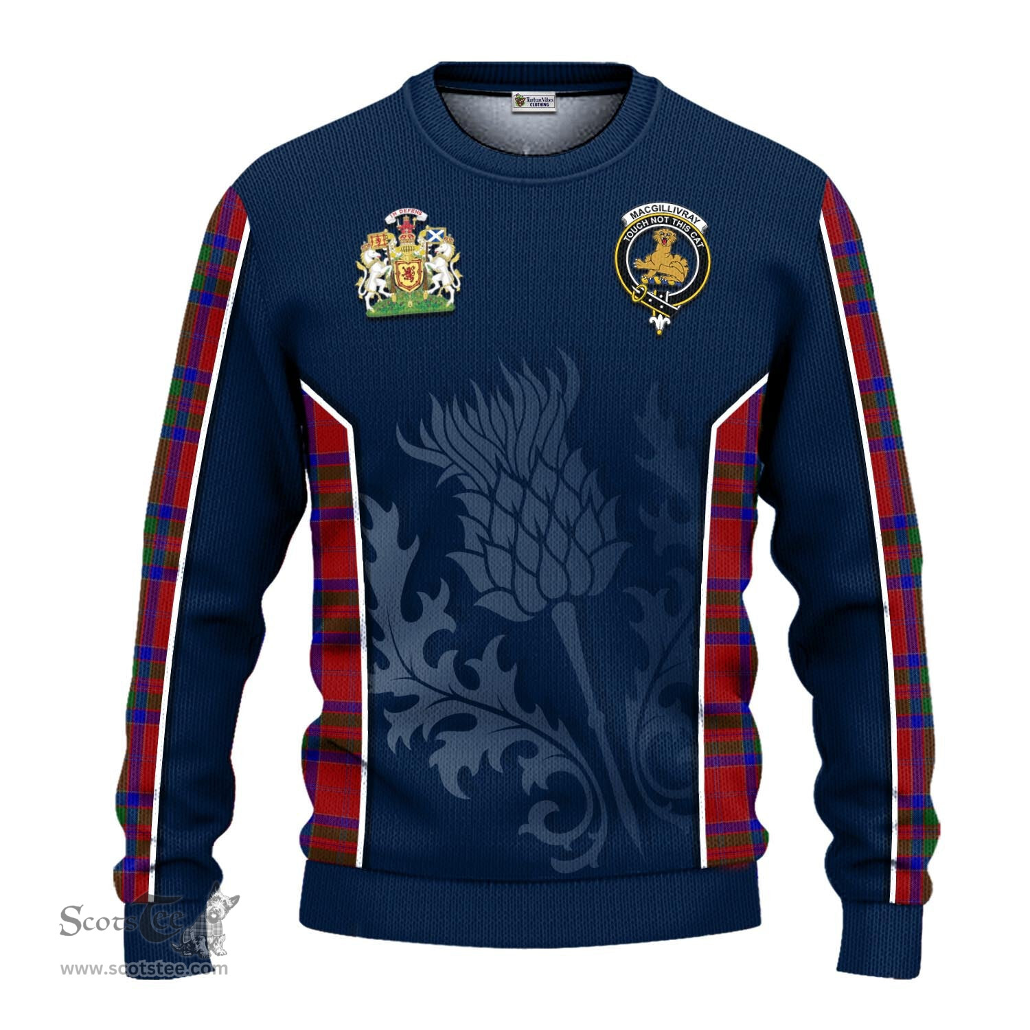 ScotsTee Shop Scottish MacGillivray Clan Scottish Crest and Scottish Thistle Sport Tartan Sweatshirt