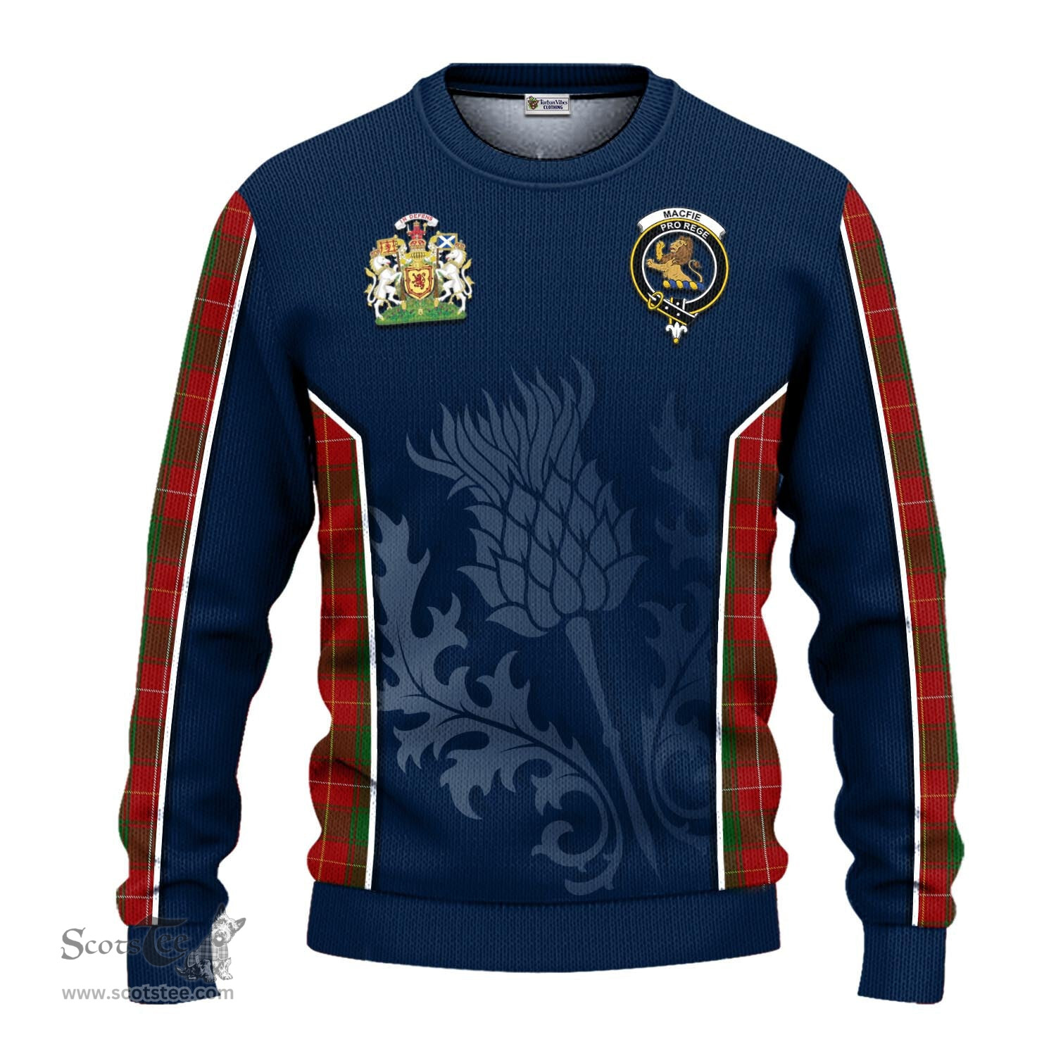 ScotsTee Shop Scottish MacFie Clan Scottish Crest and Scottish Thistle Sport Tartan Sweatshirt