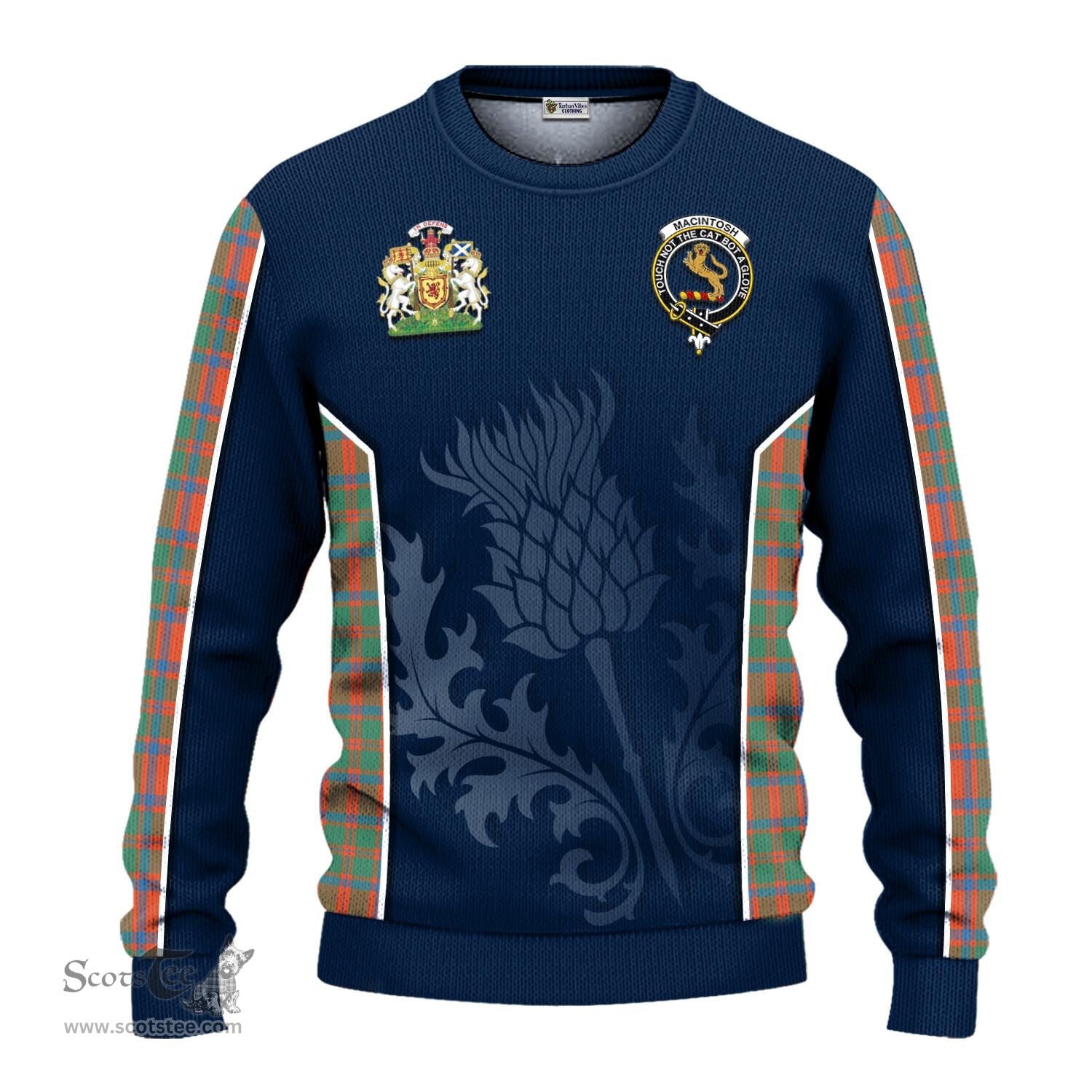 ScotsTee Shop Scottish MacIntosh Ancient Clan Scottish Crest and Scottish Thistle Sport Tartan Sweatshirt