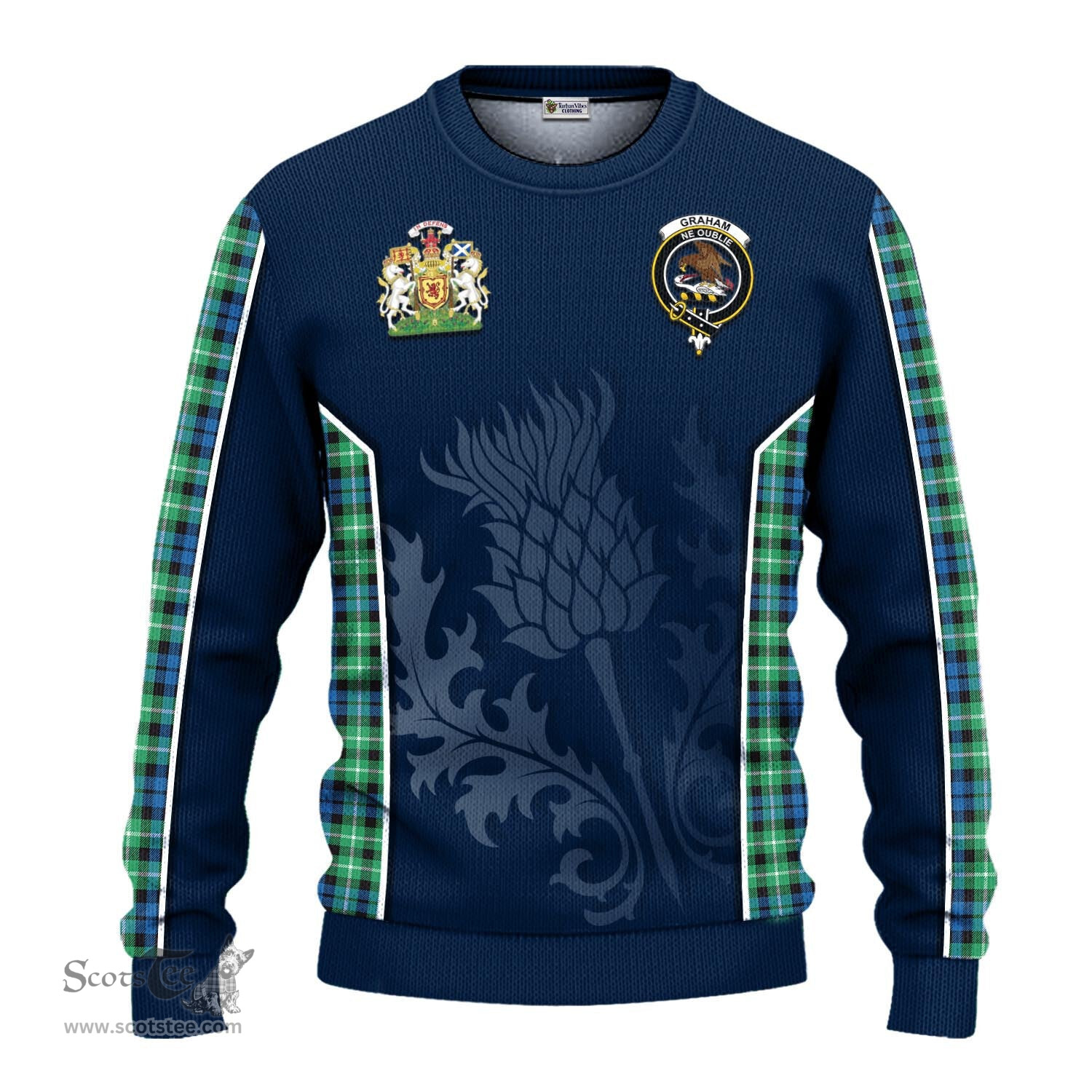 ScotsTee Shop Scottish Graham of Montrose Ancient Clan Scottish Crest and Scottish Thistle Sport Tartan Sweatshirt