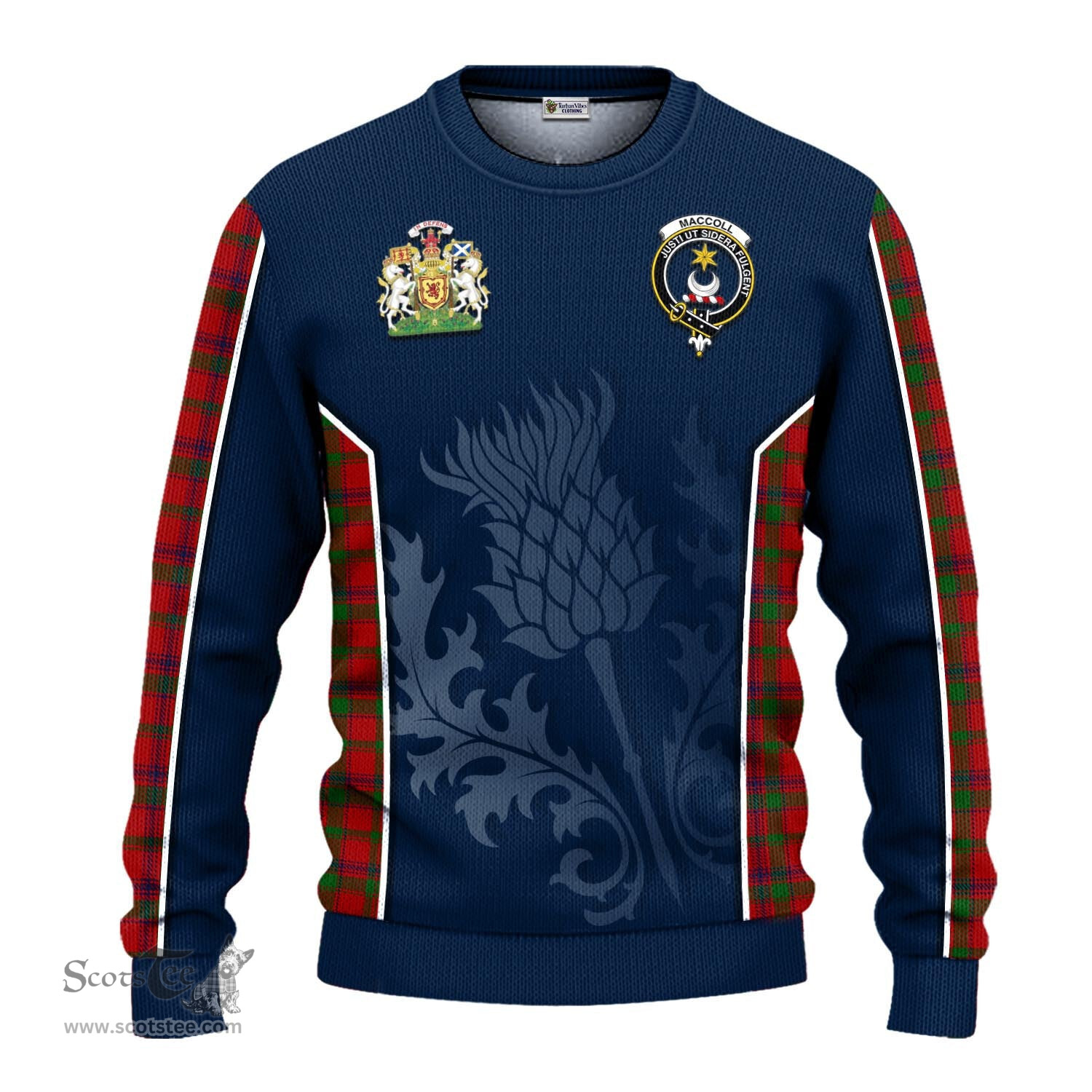 ScotsTee Shop Scottish MacColl Clan Scottish Crest and Scottish Thistle Sport Tartan Sweatshirt