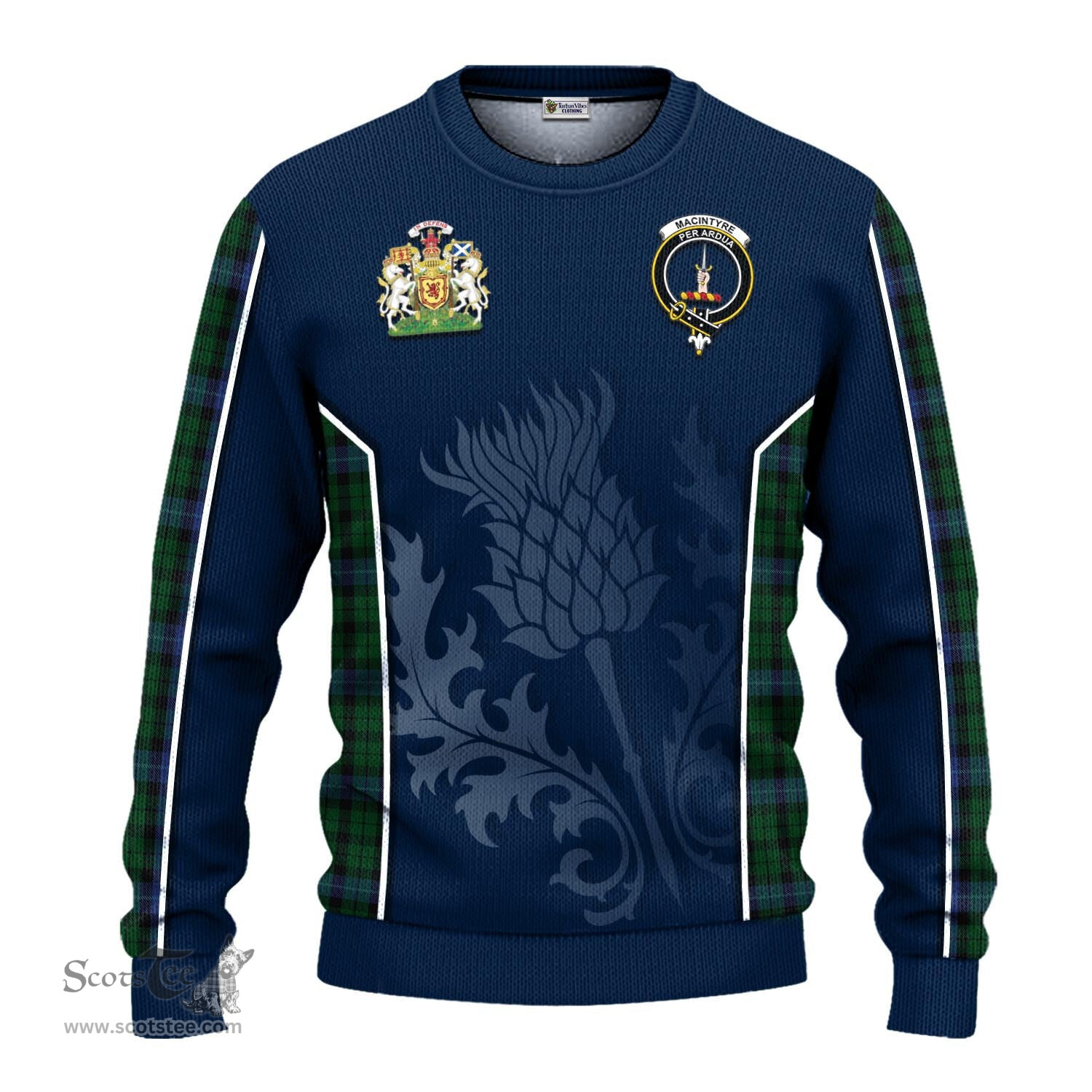 ScotsTee Shop Scottish MacIntyre Clan Scottish Crest and Scottish Thistle Sport Tartan Sweatshirt