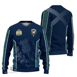 ScotsTee Shop Scottish Lockhart Clan Scottish Crest and Scottish Thistle Sport Tartan Sweatshirt