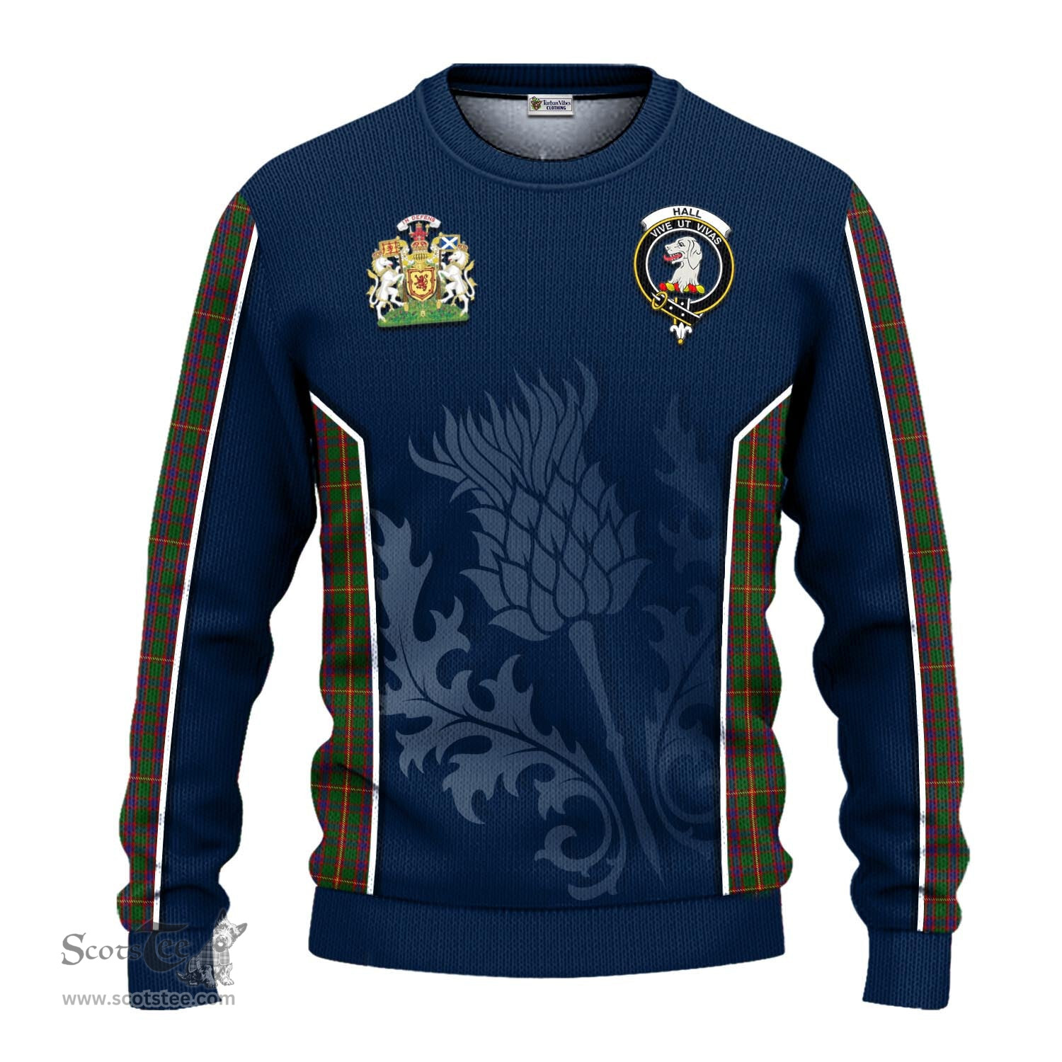 ScotsTee Shop Scottish Hall Clan Scottish Crest and Scottish Thistle Sport Tartan Sweatshirt
